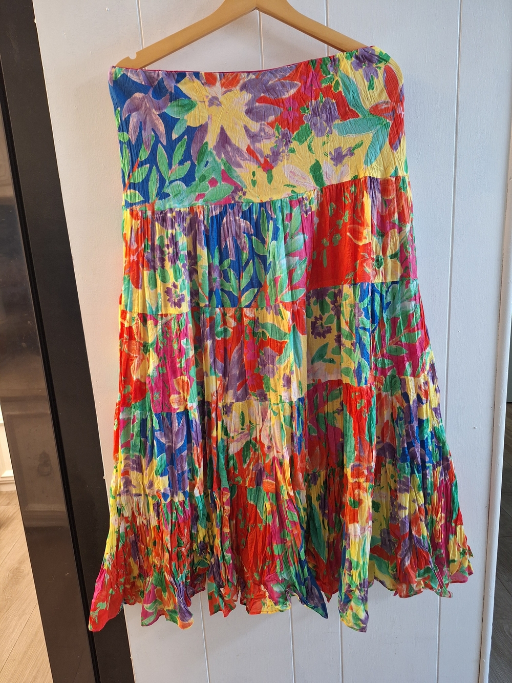 Lauren Ralph Lauren Bright Floral Patchwork Tiered Maxi Skirt